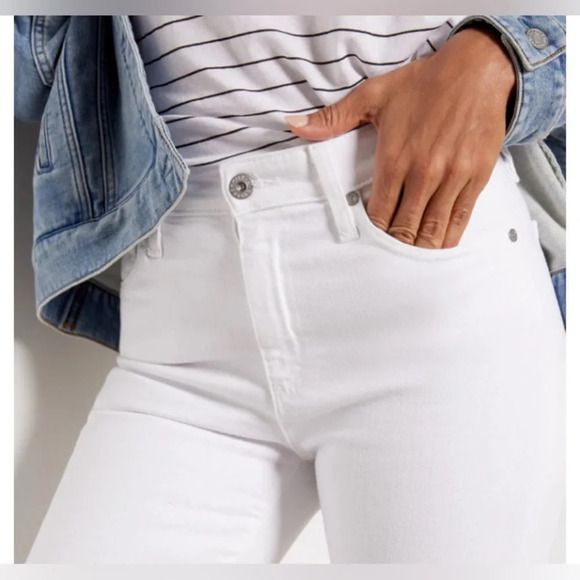 NWT AG Mari Crop High-Rise Slim Straight White Denim Jeans (26) - Picture 2 of 9